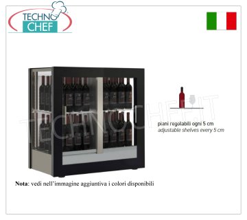 WINE CELLAR-TECA capacity 64 bottles Vertical, Static-Ventilated, 3 Glass Sides, dim.mm.874x568x910h
