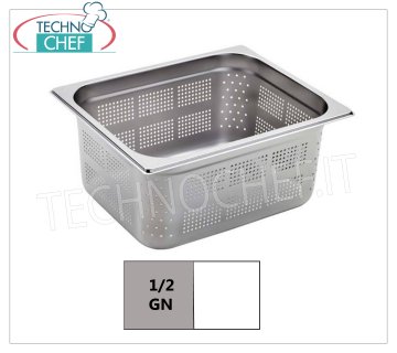 Perforated GN 1/2 containers in stainless steel Gastro-norm tray 1/2, perforated, 18/10 stainless steel, dim.mm.325 x 265 x 20 h