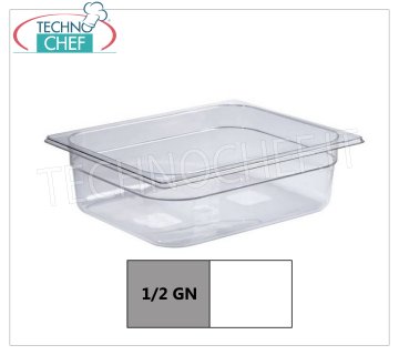 Gastronorm 1/2 pans in polycarbonate 1/2 gastro-norm tray in polycarbonate, capacity 4.1 litres, dimensions mm.325 x 265 x 65 h