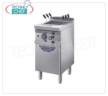 TECHNOCHEF - GAS PASTA COOKER on MOBILE, line 900, 1 tank of lt.40 GAS pasta cooker, INOX BIM, line 900, 1 lt.40 tank, thermal power Kw.12,2, weight Kg.60, dim.mm.400x900x900h