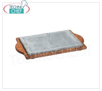 Cooking and holding plates in lava-soapstone RECTANGULAR SOAPSTONE WITH WOODEN BASE CM. 40X25H