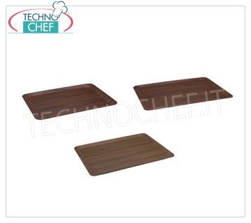 Self-service trays in plastic laminate Rectangular walnut laminated tray, CAMBRO, Cm.53x32,5