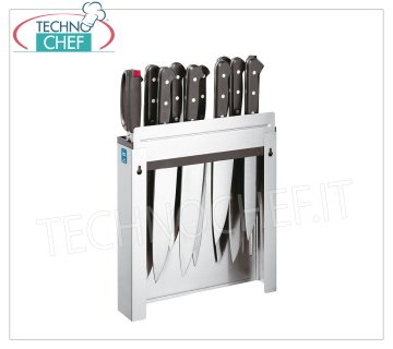 Knife holder Open stainless steel knife holder, dim.mm.305x66x305h