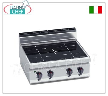 TECHNOCHEF - ELECTRIC COOKER 4 INFRARED ZONES TOP, Kw.12,8, Mod.E7P4B/VTR ELECTRIC COOKER 4 INFRARED ZONES TOP, BERTOS, MACROS 700 Line, INFRARED Series, with 4 SQUARE zones measuring 230x230 mm, INDEPENDENT CONTROLS, V.400/3+N, Kw.12.8, Weight 42 Kg, dim.mm. 800x700x290h