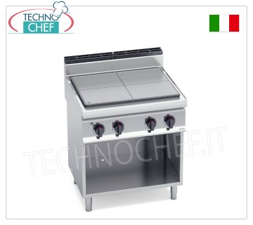 TECHNOCHEF - ELECTRIC SOLID TOP COOKER on OPEN CABINET, Kw.9, Mod.E7TPM ELECTRIC SOLID TOP COOKER on OPEN CABINET, BERTOS, MACROS 700 Line, HIGH POWER Series, 4 COOKING ZONES, INDEPENDENT CONTROLS, V.400/3+N, Kw.9.00, Weight 100, dim.mm.800x700x900h