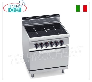 TECHNOCHEF- ELECTRIC COOKER 4 INFRARED ZONES on GN 2/1 OVEN, Kw.20,3, Mod.E7P4/VTR+FE ELECTRIC COOKER 4 INFRARED ZONES on ELECTRIC OVEN GN 2/1, BERTOS, MACROS 700 line, INFRARED Series, with 4 SQUARE zones measuring 230x230 mm, INDEPENDENT CONTROLS, V.400/3+N, Kw.20.3, Weight 100 Kg, dim.mm.800x700x900h