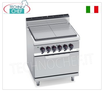 TECHNOCHEF - ELECTRIC SOLID TOP COOKER on ELECTRIC OVEN GN 2/1, Kw.16,5, Mod.E7TP+FE ELECTRIC SOLID TOP COOKER on GN 2/1 ELECTRIC OVEN, BERTOS, MACROS 700 line, HIGH POWER series, 4 COOKING ZONES, INDEPENDENT CONTROLS, V.400/3+N, Kw.16.5, Weight 140, dim.mm. 800x700x900h
