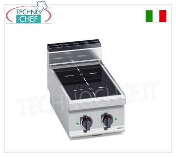 TECHNOCHEF - ELECTRIC COOKER 2 ZONES with INDUCTION TOP, Kw.7, Mod.E7P2B/IND ELECTRIC COOKER 2 ZONE INDUCTION TOP, BERTOS, MACROS 700 line, POWER INDUCTION Series, with 2 SQUARE zones measuring 230x230 mm, INDEPENDENT CONTROLS, V.400/3+N, Kw.7.00, Weight 30 Kg, dim.mm .400x700x290h