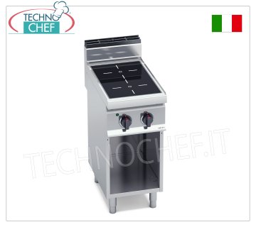 TECHNOCHEF - ELECTRIC COOKER 2 INFRARED ZONES on OPEN CABINET, Kw.6,4, Mod.E7P2M/VTR ELECTRIC COOKER WITH 2 INFRARED ZONES on OPEN CABINET, BERTOS, MACROS 700 Line, INFRARED Series, with 2 SQUARE zones measuring 230x230 mm, INDEPENDENT CONTROLS, V.400/3+N, Kw.6.4, Weight 42 Kg, dim .mm.400x700x900h