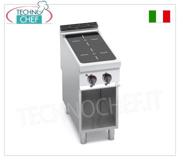 TECHNOCHEF - ELECTRIC COOKER WITH 2 INFRARED ZONES on OPEN CABINET, mod. E9P2MP/VTR ELECTRIC COOKER WITH 2 INFRARED ZONES on OPEN CABINET, BERTOS MAXIMA 900 Line, INFRARED Series, with 2 SQUARE ZONES measuring 270x270 mm, INDEPENDENT CONTROLS, V.400/3+N, Kw. 8.00, weight 40 kg, dim.mm.400x900x900h