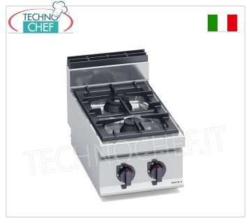 TECHNOCHEF - GAS STOVE 2 BURNERS TOP, Kw.14,00, Mod.G7F2BP GAS STOVE 2 BURNERS TOP, BERTO'S, MACROS 700 line, MAX POWER series, thermal power Kw.14,00, Weight 27 Kg, dim.mm.400x700x290h