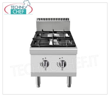 Technochef - GAS COOKER 2 BURNERS, 10.5 Kw GAS COOKER WITH 2 BENCH BURNERS, Line 700, thermal power 3.5+7 Kw, dim.mm.400x700x547h