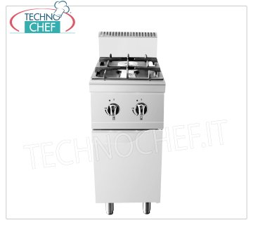 Technochef - GAS COOKER 2 BURNERS on MOBILE, Kw.14,00 GAS STOVE 2 BURNERS on MOBILE, Line 700, thermal power 7+7 Kw, dim.mm.400x700x1085h