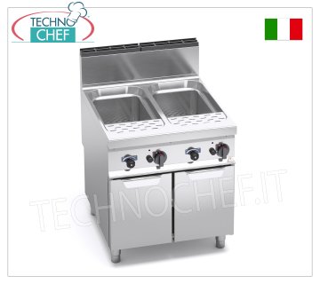Technochef - GAS PASTA COOKER on MOBILE, 2 wells of 40+40 lt., MAXIMA 900 line, Mod.G9CP80 GAS PASTA COOKER on MOBILE, BERTO'S, MAXIMA 900 line, 2 wells of 40+40 litres, independent controls, thermal power Kw.24,00, Weight 94 Kg, dim.mm.800x900x900h