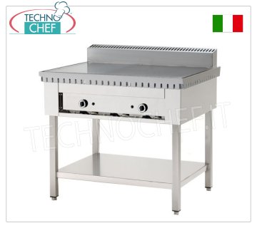 GAS flatbread cooker with STEEL PLATE, Version on legs with lower shelf Gas piadina cooker for 4 piadinas with 600x600 steel plate, version on legs with lower shelf, thermal power 6.7 kw, dim. external mm 650x730x960h
