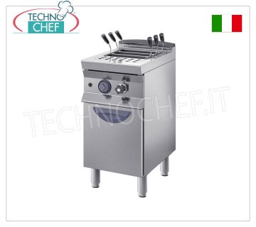 TECHNOCHEF - GAS PASTA COOKER on MOBILE, 900 line, 1 40 liter bowl GAS pasta cooker, BIM STAINLESS STEEL, 900 line, 1 well 40 litres, thermal power 12.2 Kw, weight 60 Kg, dim.mm.400x900x900h