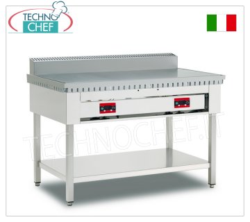 ELECTRIC piadina cooker with STEEL PLATE, Version on legs with lower shelf, Electric piadina cooker, version on legs with lower shelf, with 600x600 steel plate for 4 piadinas, V 380/3+N, 4.00 kw, dim. external mm 650x730x960h