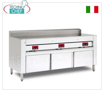ELECTRIC piadina cooker with STEEL PLATE, version with CABINET, Electric piadina cooker, version with cabinet support, with 600x600 steel plate for 4 piadinas, V 380/3+N, 4.00 kw, dim. external mm 650x730x960h