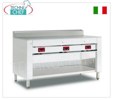 ELECTRIC piadina cooker with STEEL PLATE, version with OPEN CABINET Electric piadina cooker, version with open compartment, 600x600 steel plate for 4 piadinas, V 380/3+N, 4.00 kw, dim. external mm 650x730x960h