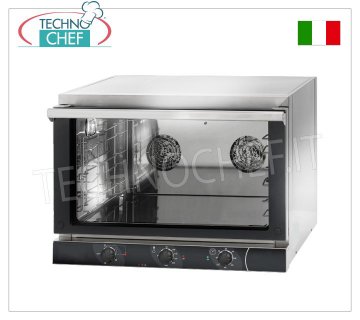 TECNODOM-Electric Convection Oven with GRILL, 3 Pastry Trays 60x40 cm, FLAP Door, mod. NERONE EKO 600 - GRILL electric VENTILATED CONVENTION OVEN with GRILL, for PASTRY, capacity 3 TRAYS measuring 600x400 mm (not included), MANUAL CONTROLS, version with FLAP DOOR, V.230/1, Kw.3.15+1.7, Weight 35 Kg, dim .mm.775x700x560h