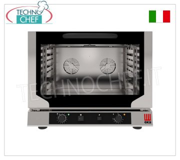 TECNOEKA - Electric ventilated convection oven with grill and humidifier for 4 600x400 mm trays, mod.EKF464.3NGRILL VENTILATED ELECTRIC CONVECTION OVEN with GRILL and HUMIDIFIER for PASTRY and BAKERY, cooking chamber for 4 600x400 mm TRAYS, ELECTROMECHANICAL CONTROLS, V.400/3+N, Kw.5.2, Weight 52 Kg, dim.mm.784x754x634h