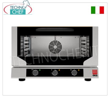 TECNOEKA - VENTILATED ELECTRIC CONVECTION OVEN with DIRECT STEAM, 3 600x400 mm pastry trays, mod. EKF364NUD VENTILATED ELECTRIC CONVECTION OVEN with DIRECT STEAM, Professional for PASTRY and BAKERY, with cooking chamber for 3 600x400 mm TRAYS, ELECTROMECHANICAL CONTROLS, V.230/1, Kw.3.7, Weight 44 Kg, dim.mm.784x754x504h