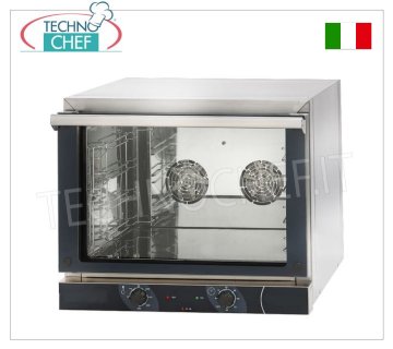 TECNODOM-Electric CONVECTION OVEN for 4 GN 1/1 trays 32.5x53 cm), mod. NERONE 4T GN1/1 electric fan-assisted CONVENTION OVEN, for GASTRONOMY, capacity 4 GN 1/1 TRAYS, 530x325 mm (not included), version with MANUAL CONTROLS, V.230/1, Kw.3.15, Weight 35 Kg, dim.mm.686x660x580h