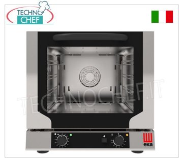 TECNOEKA - ELECTRIC VENTILATED CONVECTION OVEN with HUMIDIFIER, 4 trays 429x345 mm, Professional, mod. EKF423NU VENTILATED ELECTRIC CONVECTION OVEN with HUMIDIFIER, cooking chamber for 4 TRAYS measuring 429x345 mm, ELECTROMECHANICAL CONTROLS, V.230/1, Kw.3.1, Weight 36.4 Kg, external dimensions mm.590x709x589h