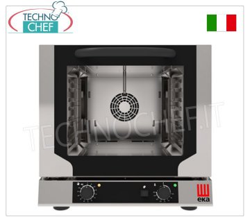 TECNOEKA - VENTILATED ELECTRIC CONVECTION OVEN with DIRECT STEAM, for 4 trays 429x345 mm, mod. EKF423NUD VENTILATED ELECTRIC CONVECTION OVEN with DIRECT STEAM, cooking chamber for 4 TRAYS measuring 429x345 mm, ELECTROMECHANICAL CONTROLS, V.230/1, Kw.3.15, Weight 38 Kg, external dimensions mm.590x709x589h