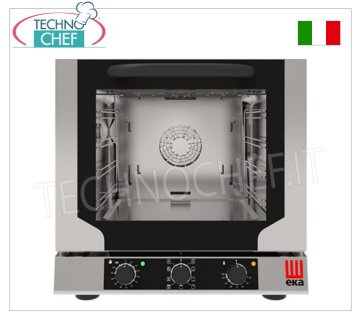 TECNOEKA - MULTIFUNCTION ELECTRIC CONVECTION OVEN, 4 trays 429x345 mm, Professional mod.EKF423NM MULTIFUNCTION ELECTRIC CONVECTION OVEN, cooking chamber for 4 TRAYS measuring 429x345 mm, ELECTROMECHANICAL CONTROLS, V.230/1, Kw.2.6, Weight Kg.36.4, external dimensions mm.590x709x589h