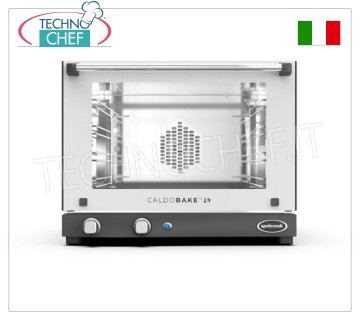 Spidocook - Electric CONVECTION OVEN, 4 trays measuring 46x33 cm, Professional, Mod.CALDOBAKEL4 Electric fan-assisted convention oven, for GASTRONOMY and PASTRY, capacity 4 460x330 mm trays, adjustable temperature from 30°C to 260°C, manual controls, AIR.PLUS and DRY.PLUS technology, V.230/1, Kw.3, 00, Weight 22 Kg, Dim.mm.600x587x472h