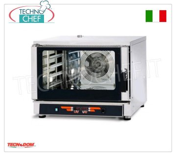 TECNODOM-Digital Electric Convection-Steam Oven 4 Trays GN 1/1 or 60x400 cm, mod. NERONE MID 4 DIG. ELECTRIC CONVECTION-STEAM OVEN for GASTRONOMY and PASTRY, capacity 4 TRAYS Gastro-Norm 1/1 or mm.600x400 (excluded), DIGITAL CONTROLS, 9 cooking programs, V.400/3+N, Kw.5,45, Weight 79 Kg, dim.mm.840x910x670h