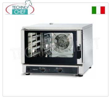TECNODOM-Electric Convection Oven 4 GN 1/1 Trays, MECHANICAL CONTROLS, mod. NERONE MID 4 MEC. CONVECTION OVEN Electric Convection, Professional, capacity 4 Gastro-Norm 1/1 or 600x400 mm trays (excluded), MECHANICAL CONTROLS, V.400/3 + N, Kw.5,45, Weight 79 Kg, dim.mm.840x910x670h