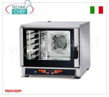 TECNODOM-Digital Electric Convection Oven 5 GN 1/1 trays or 60x40 cm, mod. NERONE MID 5 DIG. Electric CONVECTION OVEN for GASTRONOMY and PASTRY, capacity 5 Gastro-Norm 1/1 or mm.600x400 TRAYS (excluded), DIGITAL CONTROLS, 9 cooking programs, V.400/3+N, Kw.6.45, Weight 87 Kg , dim.mm.840x910x750h