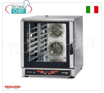 TECNODOM-Digital Electric Convection Oven 7 GN 1/1 or 60x40 cm trays, mod. NERONE MID 7 DIG. Electric CONVECTION OVEN for GASTRONOMY and PASTRY, capacity 7 Gastro-Norm 1/1 or mm.600x400 TRAYS (excluded), DIGITAL CONTROLS, 9 cooking programs, V.400/3+N, Kw.10.7, Weight 106 Kg , dim.mm.840x910x930h