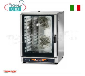 TECNODOM-Digital Electric Convection Oven, 10 GN 1/1 or 60x40 cm trays, mod. NERONE MID 10 DIG. Electric CONVECTION OVEN for GASTRONOMY and PASTRY, capacity 10 Gastro-Norm 1/1 or mm.600x400 TRAYS (excluded), DIGITAL CONTROLS, 9 cooking programs, V.400/3+N, Kw.12.7, Weight 127 Kg , dim.mm.840x910x1150h