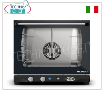 UNOX - Electric Convection Oven with HUMIDIFIER mod. XFT133 ARIANNA, 4 trays 46 x33 cm UNOX electric CONVENTION OVEN - MISS line, for GASTRONOMY and PASTRY, capacity 4 mm trays. 460x330, version with MANUAL CONTROLS and HUMIDIFIER, V. 230/1, Kw. 3.00, weight 31 kg, dim. mm. 600X655x509h