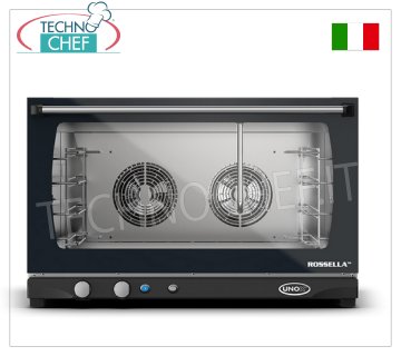 UNOX - Electric Convection Oven with Humidifier, Mod. XFT193 ROSSELLA, 4 TRAYS measuring 60x40 cm UNOX electric CONVENTION OVEN - MISS line, for GASTRONOMY and PASTRY, capacity 4 TRAYS measuring 600x400 mm, version with MANUAL CONTROLS and HUMIDIFIER, V. 230/1 - 400/3+N, Kw. 6.5, weight 49 kg, dim.mm.800x774x509h