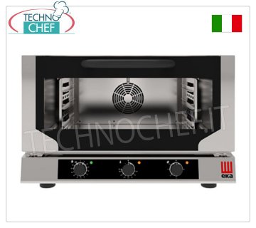 TECNOEKA - ELECTRIC VENTILATED CONVECTION OVEN with DIRECT STEAM, 3 GN 1/1 trays (mm 530x325), Professional - EKF311NUD VENTILATED ELECTRIC CONVECTION OVEN with DIRECT STEAM, with cooking chamber for 3 GASTRO-NORM 1/1 TRAYS (mm 530x325), ELECTROMECHANICAL CONTROLS, V.230/1, Kw.3.7, Weight 44 Kg, dim.mm.784x754x504h
