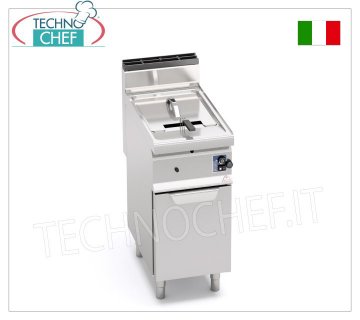 GAS FRYER 1 10 liter tank on MOBILE, Burners in the tank, Mechanical controls, mod. GL10M GAS FRYER 1 well of 10 liters on MOBILE, MACROS 700 line, Pipe burners in the well, Mechanical controls, thermal power 6.9 Kw, Weight 39 Kg, dim.mm.400x700x900h