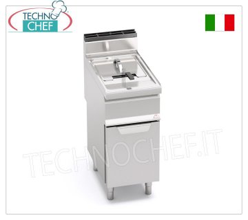 GAS FRYER 1 15 liter tank on MOBILE, Burners in the tank, Mechanical Controls, mod. GL15M GAS FRYER 1 well 15 lt, on MOBILE, Reed burners in the well, INTERNAL Mechanical Controls, thermal power 12.7 Kw, Weight 45 Kg, dim.mm.400x700x900h