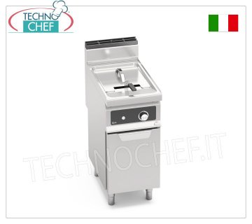 GAS FRYER 1 V-shaped well of 18 litres, External Burners, BFLEX Electronic Controls, Mod.GL18MI-BF GAS FRYER 1 V-shaped well of 18 lt, MACROS 700 line, external burners, BFLEX electronic controls, thermal power Kw.14,00, weight 47 Kg, dim.mm.400x700x900h