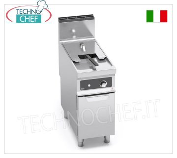 GAS FRYER 1 V-shaped TANK of 18 litres, External Burners, Bflex Electronic Controls, mod.9GL18MI-BF GAS FRYER 1 V-shaped well of 18 liters on MOBILE, MAXIMA 900 line, external burners, Bflex electronic controls, thermal power Kw.14,00, weight 59 Kg, dim.mm.400x900x900h