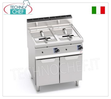 TECHNOCHEF - GAS FRYER on MOBILE, 2 tanks of 10+10 lt, Mod.GL10+10M GAS FRYER on MOBILE, BERTOS, MACROS 700 Line, TURBO Series, 2 independent tanks of 10+10 litres, thermal power 13.8 Kw, Weight 56 ​​Kg, dim.mm.800x700x900h