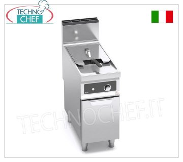TECHNOCHEF - GAS FRYER on MOBILE, 1 TANK of 20 litres, Bflex Electronic Controls, Mod.9GL20M-BF GAS FRYER on MOBILE, BERTO'S, MAXIMA 900 Line, TURBO Series, 1 TANK of 20 litres, Bflex Electronic Controls, thermal power Kw.17,5, Weight 59 Kg, dim.mm.400x900x900h