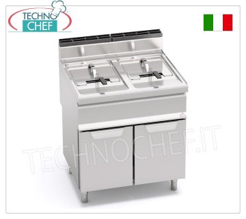 TECHNOCHEF - GAS FRYER on MOBILE, 2 tanks of 15+15 litres, Mod.GL15+15M GAS FRYER on MOBILE, BERTOS, MACROS Line, TURBO Series, 2 independent tanks of 15+15 litres, thermal power Kw.25.4, Weight 60 Kg, dim.mm.800x700x900h