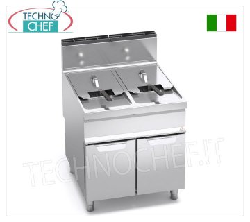 TECHNOCHEF - GAS FRYER on MOBILE, 2 INDEPENDENT TANKS of 20+20 litres, Mod.9GL20+20M GAS FRYER on MOBILE, BERTOS, MAXIMA 900 line, TURBO Series, 2 INDEPENDENT TANKS of 20+20 litres, thermal power Kw.35,00, Weight 95 Kg, dim.mm.800x900x900h