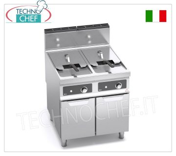 TECHNOCHEF - GAS FRYER on MOBILE, 2 TANKS of 20+20 litres, Bflex Electronic Controls, Mod.9GL20+20M-BF GAS FRYER on MOBILE, BERTOS, MAXIMA 900 Line, TURBO Series, 2 INDEPENDENT TANKS of 20+20 litres, Bflex Electronic Controls, thermal power Kw.35, Weight 95 Kg, dim.mm.800x900x900h