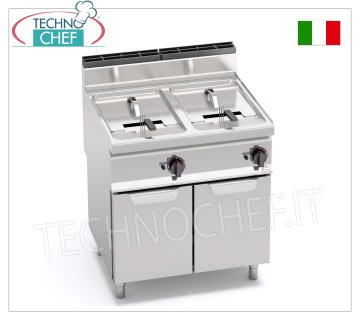 TECHNOCHEF - GAS FRYER on MOBILE, 2 tanks of 18+18 litres, Mod.GL18+18MI GAS FRYER on MOBILE, BERTOS, MACROS 700 line, INDIRECT GAS FRY series, 2 independent tanks of 18+18 litres, external burners, analogue controls, thermal power Kw.28,00, Weight 63 Kg, dim.mm.800x700x900h