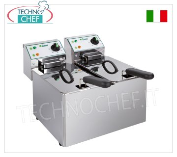 FIMAR - Technochef, Electric countertop fryer, 2 independent tanks of 4+4 litres, Mod.FR44N ELECTRIC COUNTER FRYER, 2 independent 4+4 liter removable tanks, V.230/1, 2.5+2.5 kw, dimensions mm. 380x420x330h
